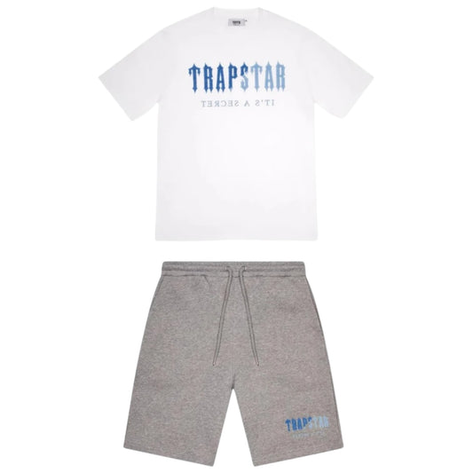 Trapstar Irongate Decoded T-Shirt Shorts Set White/Blue