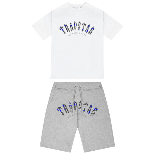 Trapstar Irongate Arch It’s A Secret Shorts Set White/Ice Blue